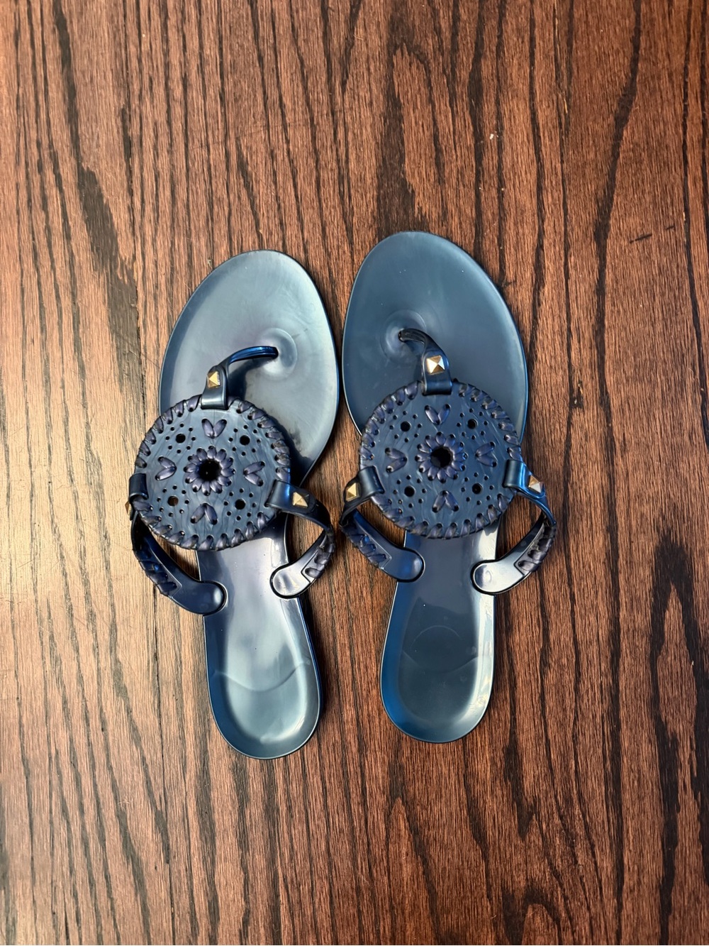 Jack Rogers Navy Blue Cutout Medallion Thong Sandals